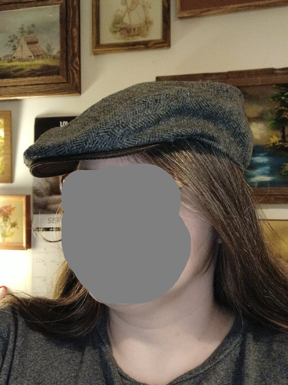 VINTAGE ALL AMERICAN STETSON Small/Medium GRAY HERRINGBONE FLAT CAP Hat